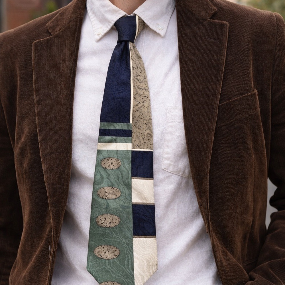VINTAGE Surrey Necktie Neckwear Tie Adult Black Geometric Classiccore USA Mens